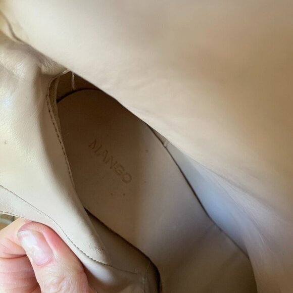 MANGO Gold Metallic Leather Ankle Boots With Block Heel & Side Zip Closure Sz 7 - Picture 15 of 16